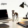 Home Office Desk Accessories Vintage Whippet Greyhound Dog Figurine with Hanging Heart Charm, Elegant Resin Craft Animal Statue, Rustic Tabletop