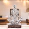 Wooden Yoga Sculpture Whitewashed Easy Pose Decor