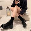 Fashion Black Women's Ankle Boots Chunky Heel Height Increasing Female Short Shoes Plain Hot Pu High Quality Y2k On Promotion 39 Booties