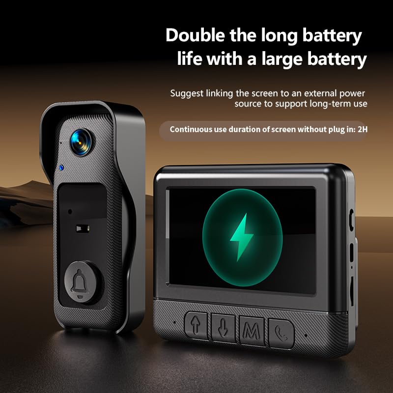 Wireless Intercom Doorphone with No Installation Required Wireless Video IP65 LED USB Japanese Instruction Manual Camera, [Two-Way Calling/Automatic