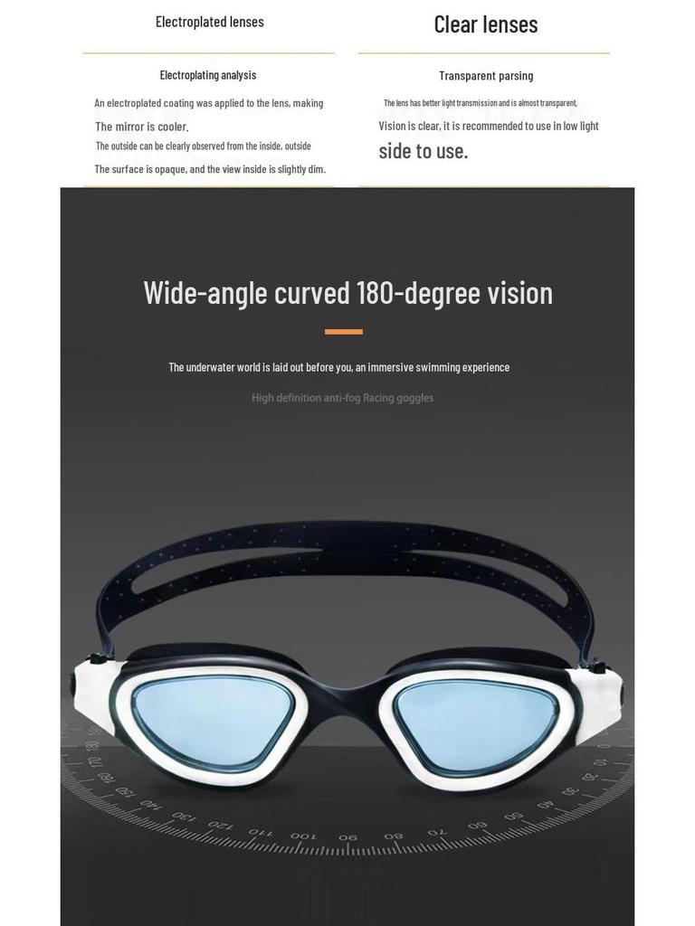 High-Definition Waterproof Anti-Fog Swimming Goggles - Unisex Casual & Professional Style