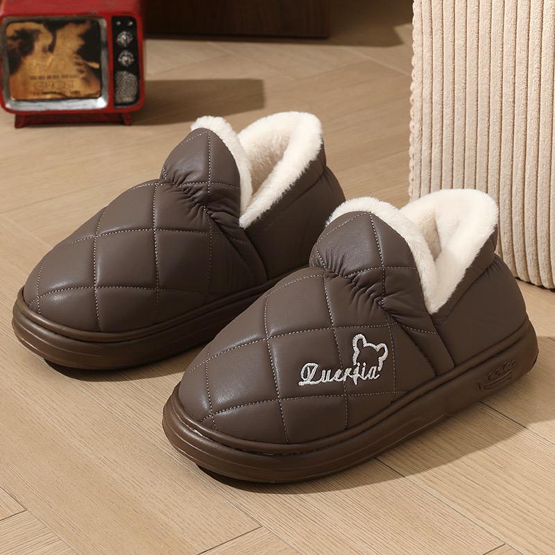 Roztomilé medvídkové nepromokavé bavlněné boty Dámské jednobarevné s tlustou podrážkou Platforma Sněhule Pohodlné Nadýchané Krátký plyš Botas Boty