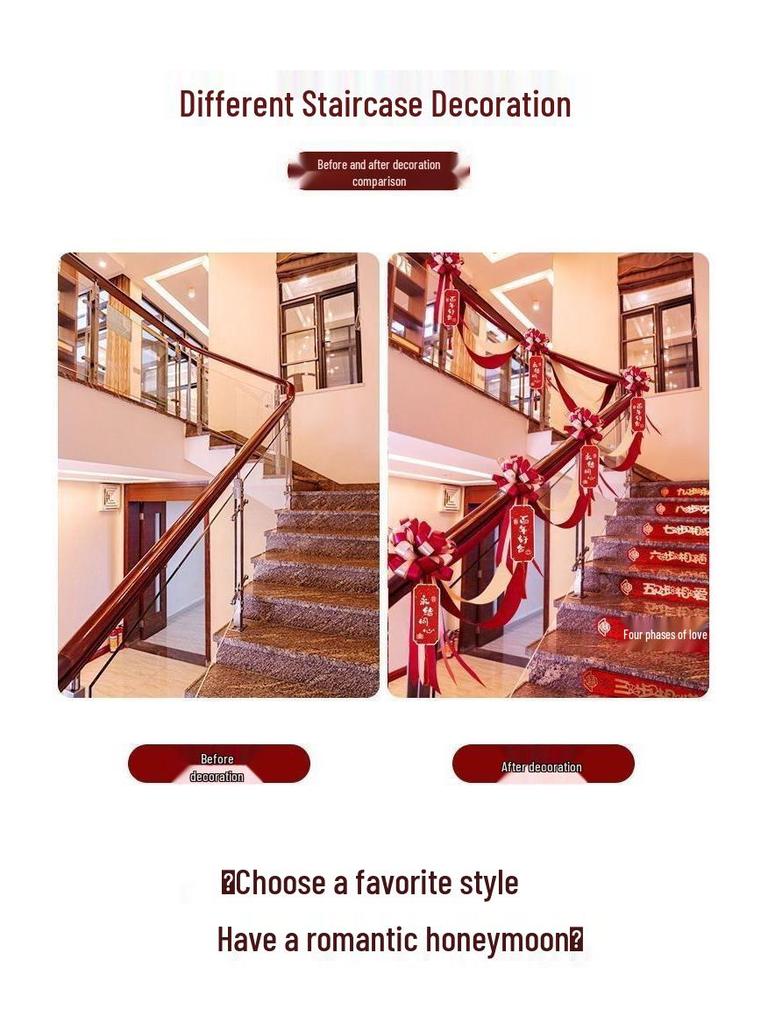 Creative Wedding Stair Railing Flowers & Bridal Room Decoration Set