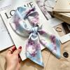 Commuter elegant flower silk scarf women's contrasting color retro printing satin scarf shirt with multi-purpose decorative small scarf