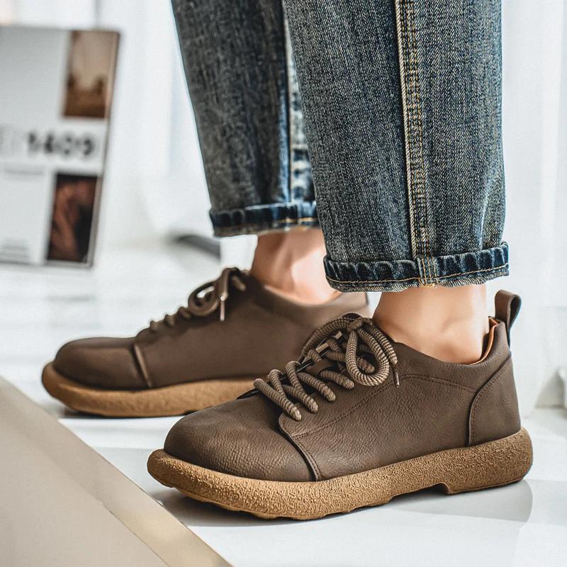 Men's Casual Shoes Comfortable Retro Men's Leather Casual Shoes Men's Fashion Retro Flat Boots for Men Shoes