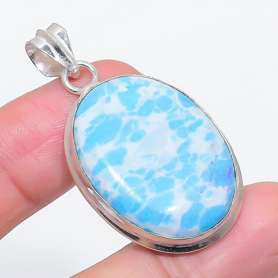 

Натуральный Ларимар Драгоценный камень Ручная работа 925 Стерлинговое серебро Ювелирное изделие Подвеска 1,89 u0g81