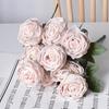 10 Heads Artificial Rose Flower Realistic Faux Silk Long Stem Rose Bouquet with Leaf for Home Kitchen Office Wedding Party Decoration