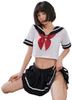 Lady Lazy Sexy Sailor Uniform Cosplay Uniform Miniskirt and Midriff-Baring (Black Red)