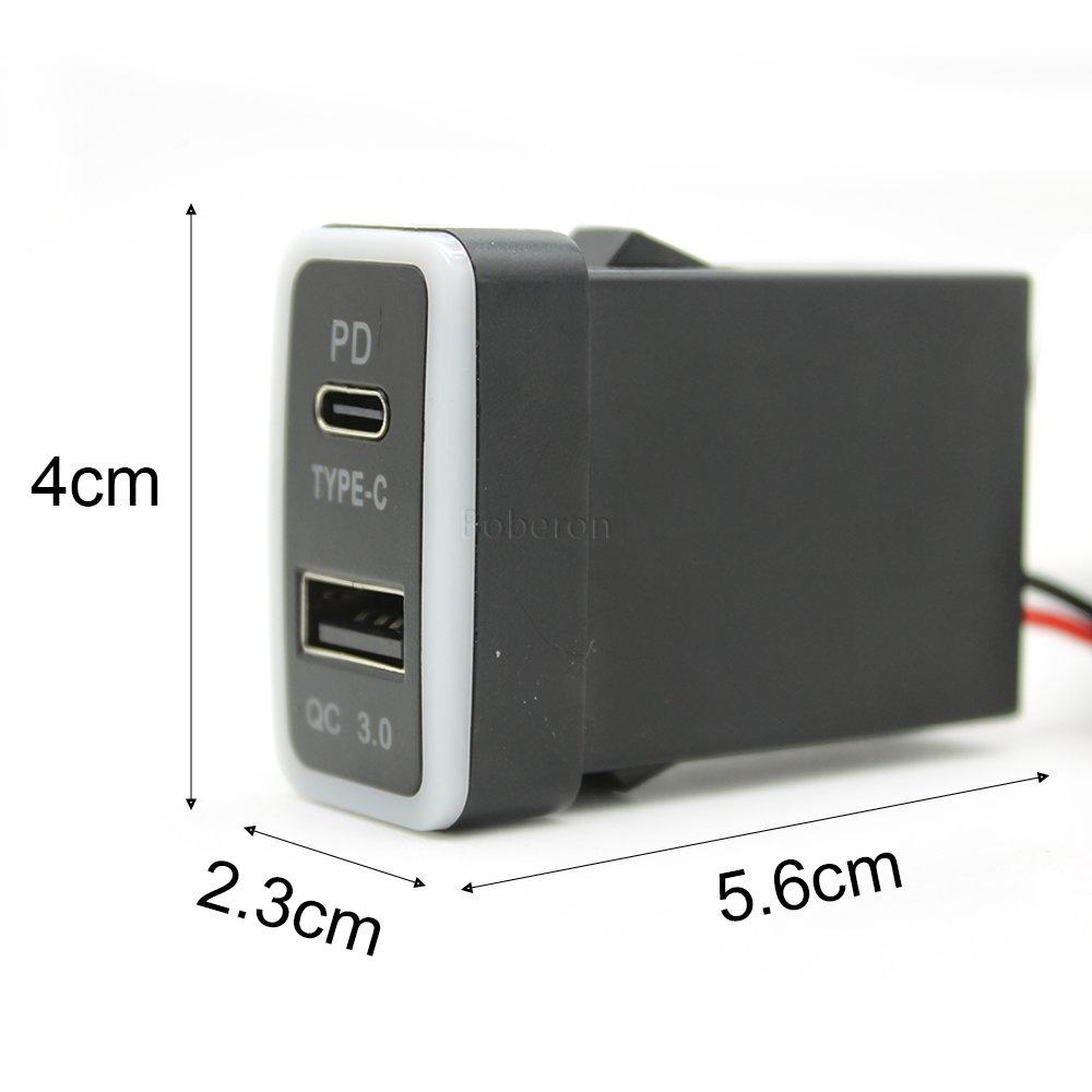 Auto TYPE-C PD QC3.0 USB Interface Dual Socket Port Charger Using For Toyota Tacoma Land Cruiser Reiz Hilux Prado 120 FJ CRUISE