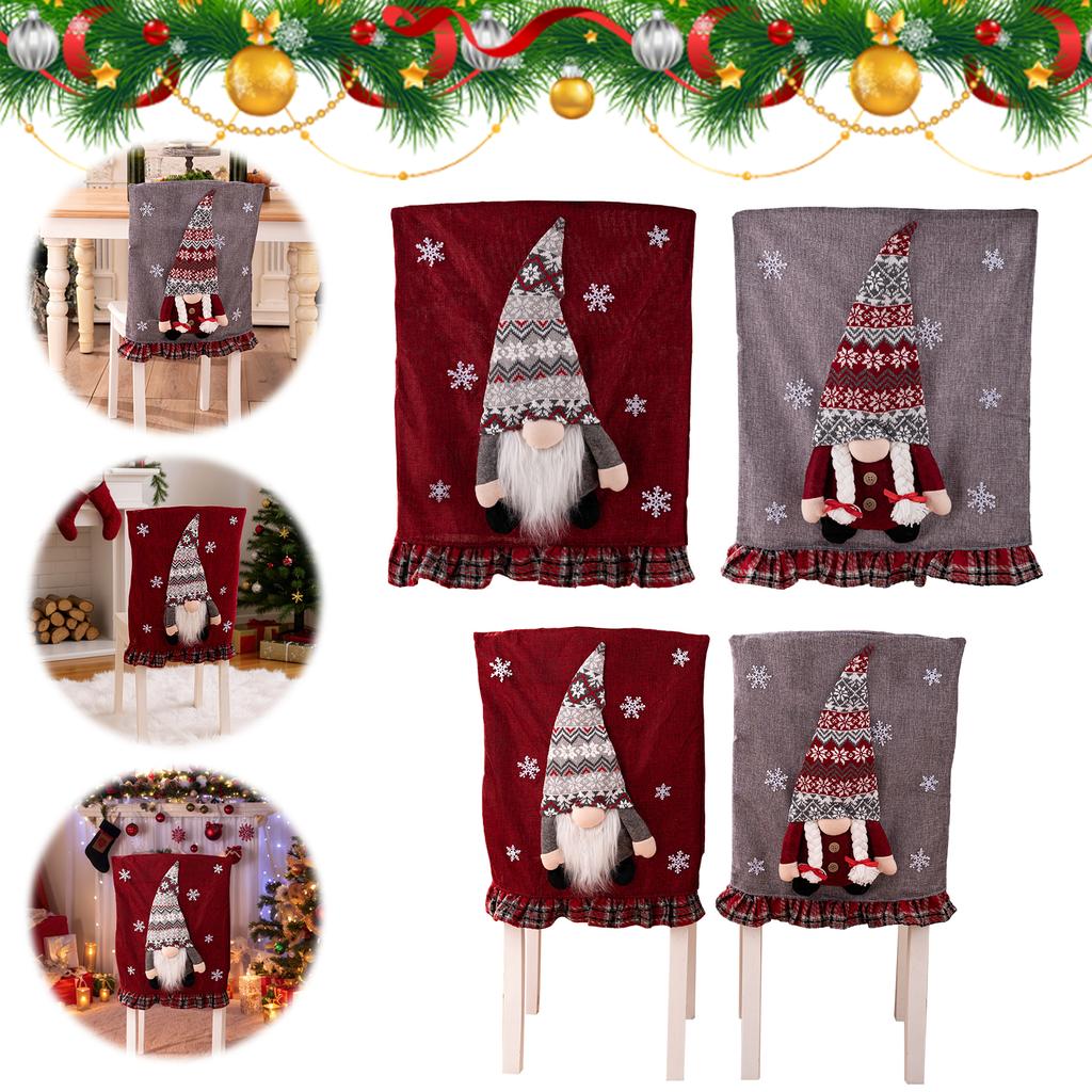 Christmas Chair Cover Faceless Gnome Doll Xmas Dining Chair Cover Xmas Chair Cover for Christmas Holiday Festival Decor