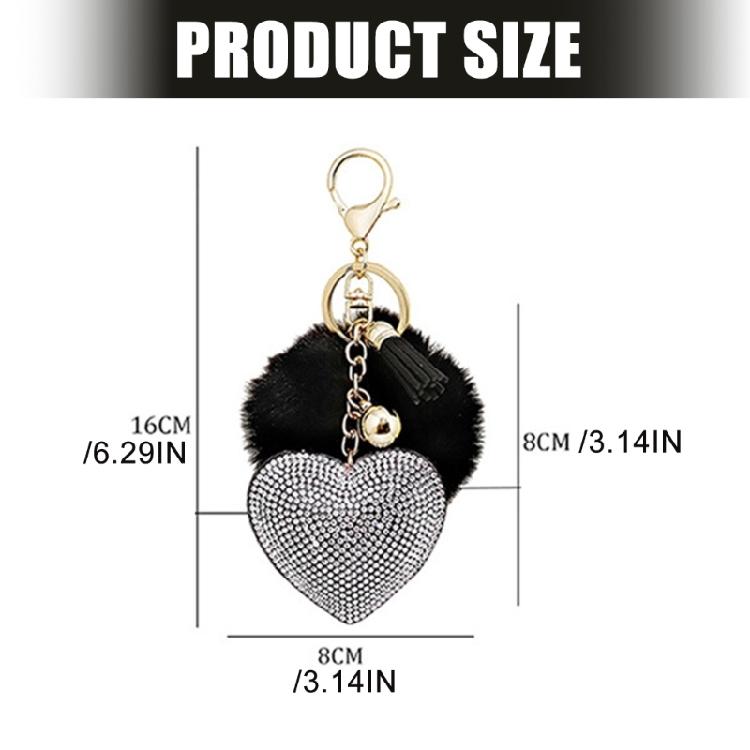 Adorable Mini Heart Key Ring Decorated With Beads And Metal Fringes Decoration Keychain Ornament Bag Hanging Charm