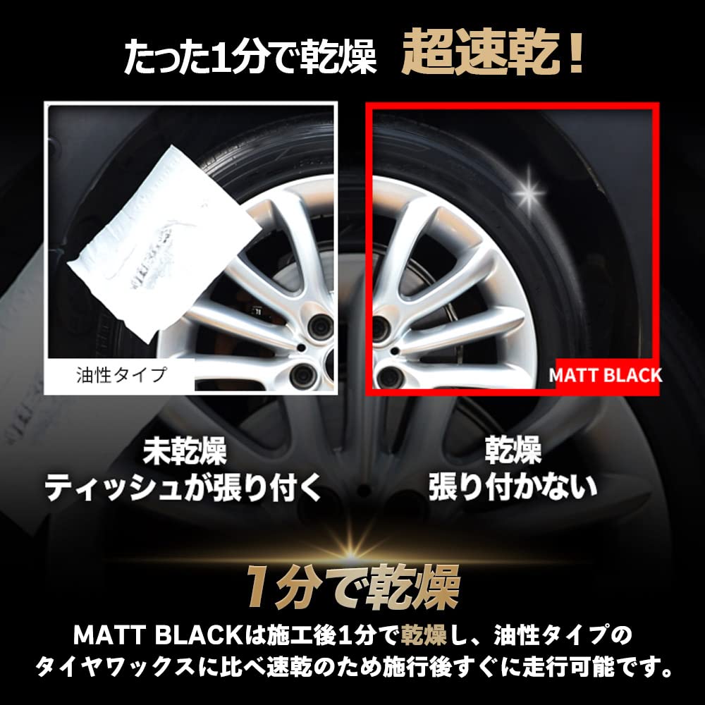 THE CLASS Matt Black Tire Restores Tire Color and Perfect for Car Washes and Car Wax, 500mL, Water-Based, Luster. Washes.