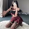 Sailor Uniform Sexy JK Skirt and Top School Sexy Summer High School Girl Adorable Costume Black Check [Deelltyle] Cosplay, Cosplay, Uniform, Set,