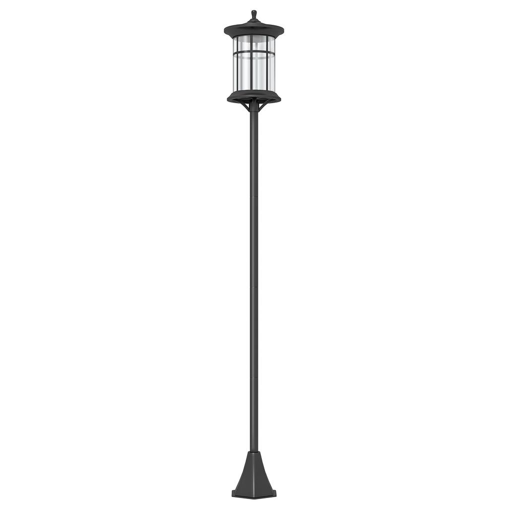 Solar Garden Lamp Post 184cm Tall with Cold White LED Light and IP44, Black