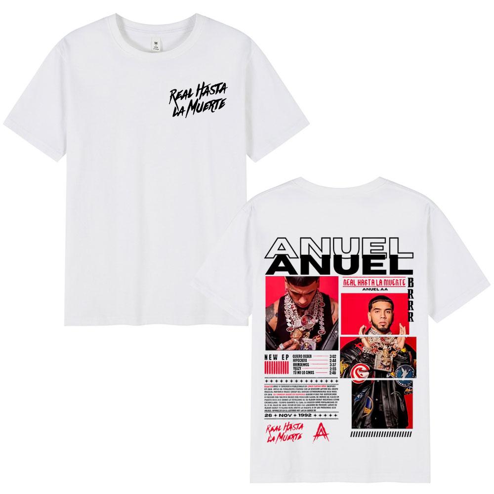 Rapper Anuel AA Real Hasta La Muerte Tour 2025 New Album T Shirts Unisexs Fashion Hip Hop TShirts 100 Cotton Short Sleeve TShirt