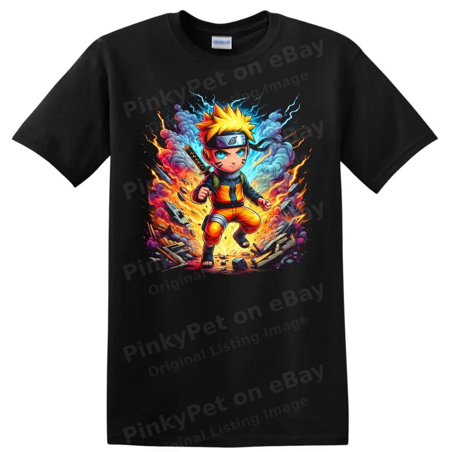 Uzumaki Anime Ninja T Shirt w/ Lightning Explosion Graphic Action Tee