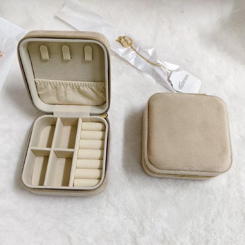 Elegant Velvet Jewelry Box with Mirror for Necklaces, Rings, and Earrings
