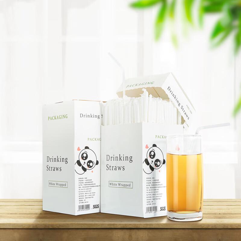 JingQingFu Individually Wrapped Clear PP Plastic Drinking Straws