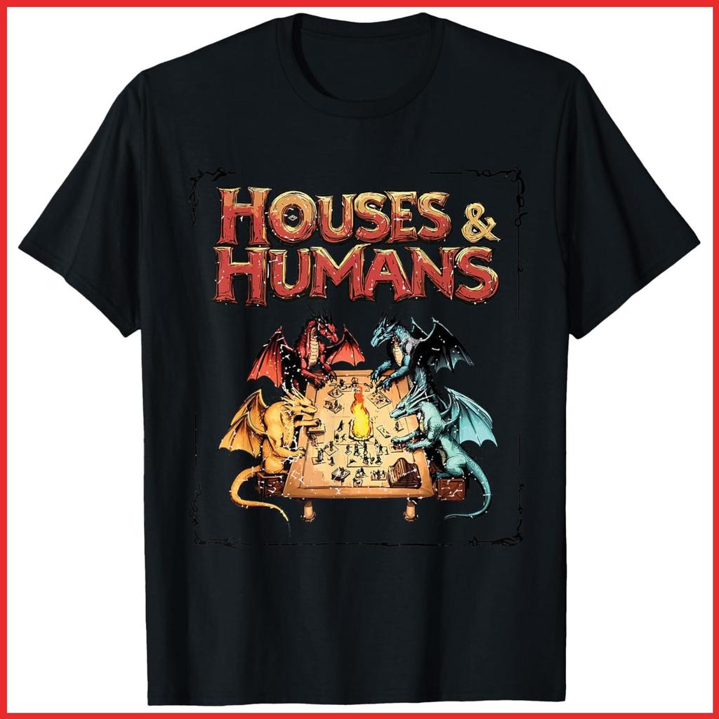 Häuser Und Menschen DnD Retro 90er Gaming D20 Schwarzes Baumwoll-T-Shirt S-5XL