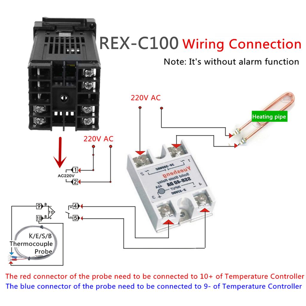 Digital LCD PID REX C100 Temperature Controller Set + K Thermocouple + Max.40A SSR