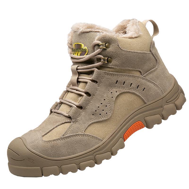 Мужские зимние ботинки с высоким берцем и стальным подноском - Защита от ударов Защита от проколов Снегозащитные Утепленная рабочая обувь 3580₽