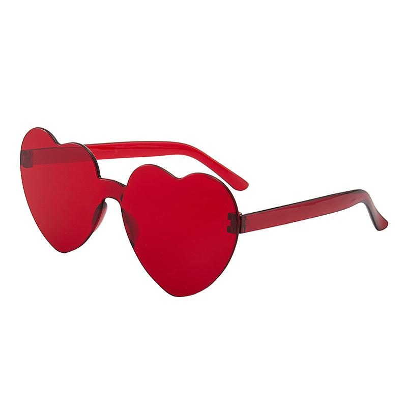 2817 Peach Heart Sunglasses, Love Sunglasses, Trendy Frameless One-Piece Sunglasses