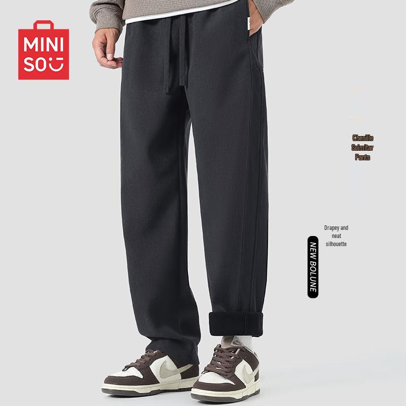 

MINISO Men s Winter Chenille Fleece-Lined Curved-Cut Casual Pants M