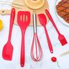 5Pcs Silicone Kitchen Cooking Utensils Set Non-Stick Flexible Kitchen Tools With Cake Spatula Whisk Oil Brush And Cooking Shovel