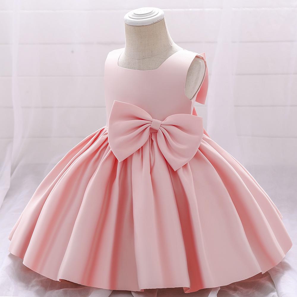 European and American Girls' Evening Princess Dresses - Satin Bow Performance and Piano Runway Costumes