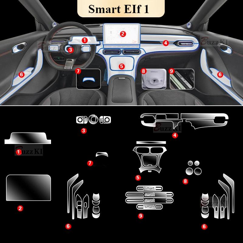 For Smart EIf 1 Steering Wheel Navigation Central Control Car Film Interior Accessories TPU Transparent Protector Repair Film