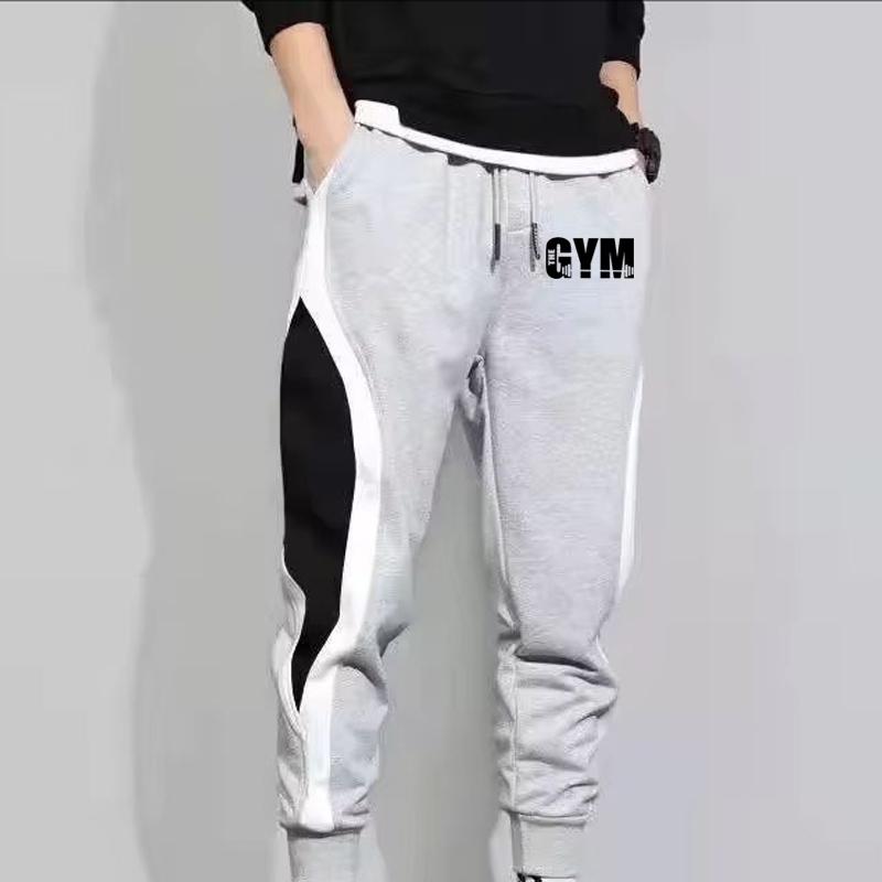 Herenmode Print Casual Broek Heren Outdoor Trekkoord Sport Loszittende Jogging Patchwork Hardlooptraining Fleece Joggingbroek