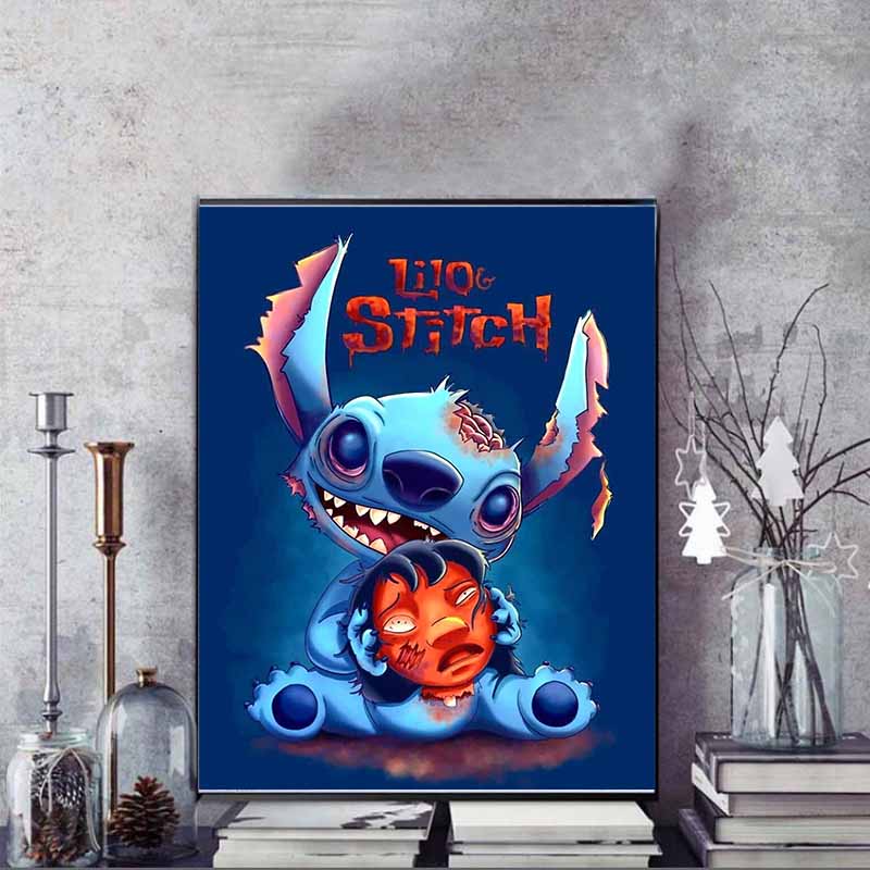 Disney Dark Diamond Painting Stitch Illustration 5D Diy Diamond Painting Embroidery Set Round Diamond Art Mosaic Home Decor