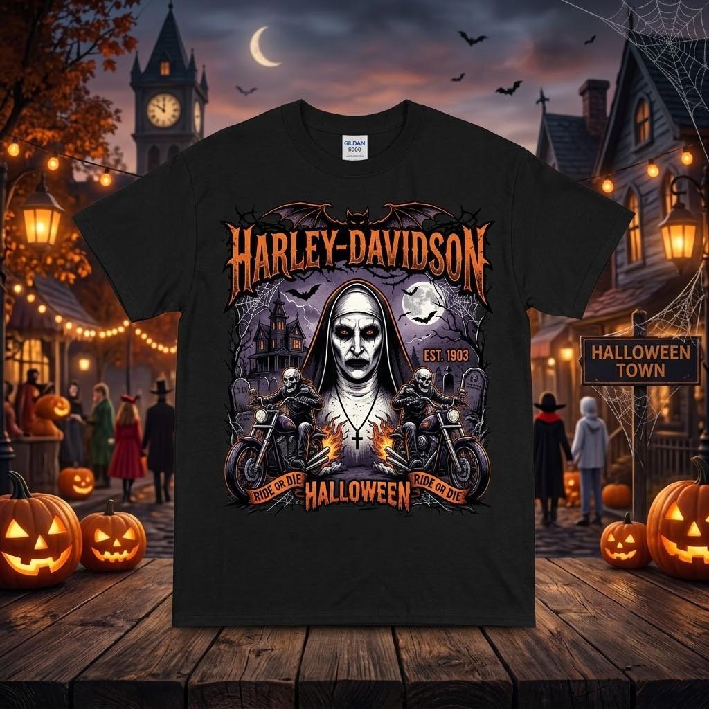 Funny Halloween Harley Motorcycle Davidson #17, iconic character Unisex T-Shirt
