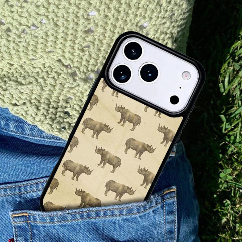 Animal Rhino Soft Phone Case Cover for IPhone 11 12 13 14 15 16e 17 Pro Max Coque for IPhone 17 Air