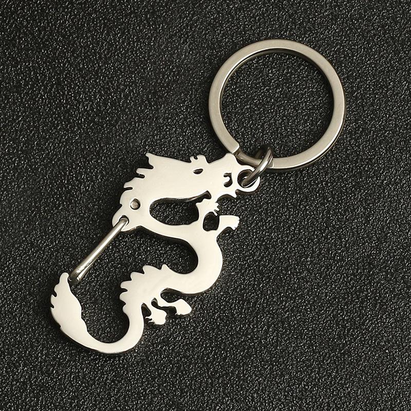 Металлический брелок Зодиак Дракон 2026 Подвеска Новый год Креативный брелок серебряный — фото 6
