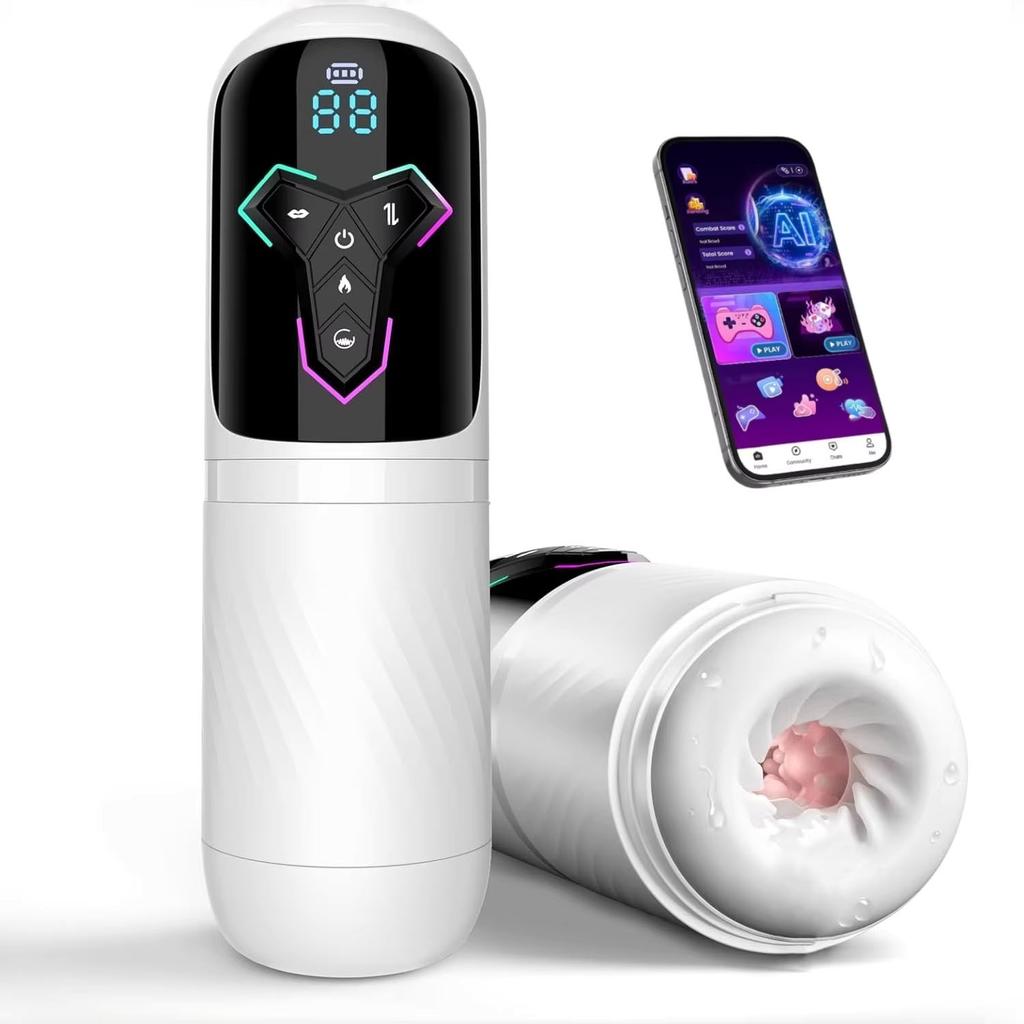Heizung Automatischer Männlicher Masturbator KI & App-Steuerung Blowiob-Maschine Pocket Pussy Penis Pumpe LCD-Anzeige Sexspielzeug für Männer