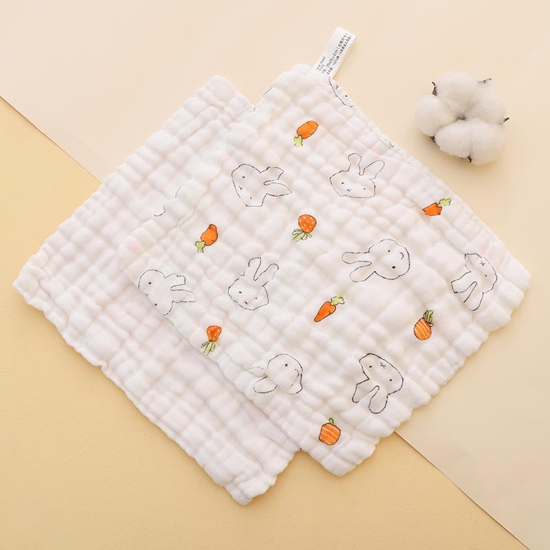 High-Density Pure Cotton Baby and Toddler Towel Set: Cartoon Drool Bib & Thin Hand Towel