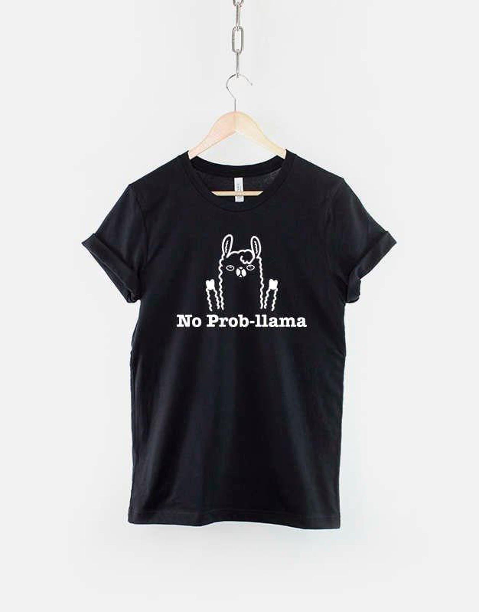 No Probllama Shirt: Whimsical Llama Cotton Tee (Unisex) XL