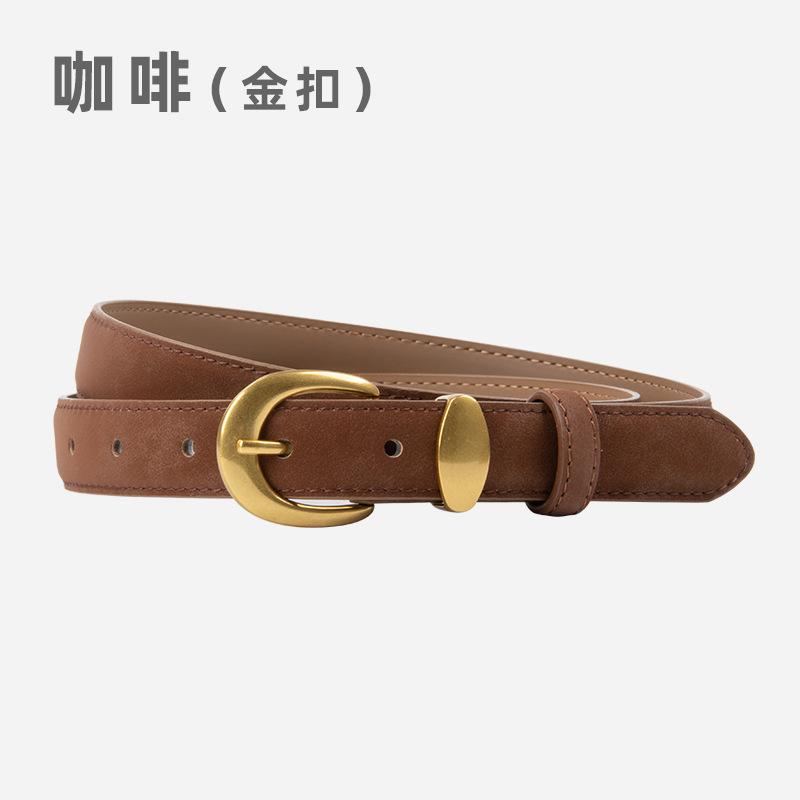 Four Seasons Available New Retro Matte Genuine Leather Women'S Belt Leather Paired With Jeans Casual Pants Decorative Versatile Belt
