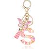 English Alphabet Letter Tassels Keychain Pink Butterfly Pendant Key Chain Women Car Key Ring Bag Jewelry Simple Letter Name Gift