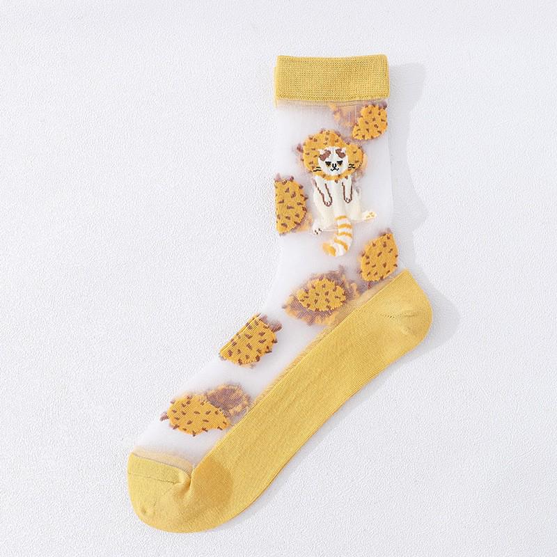 

New Cotton Checkerboard Diamond Bear Mid-Tube Socks - Spring/Autumn College Style for Ladies One Size