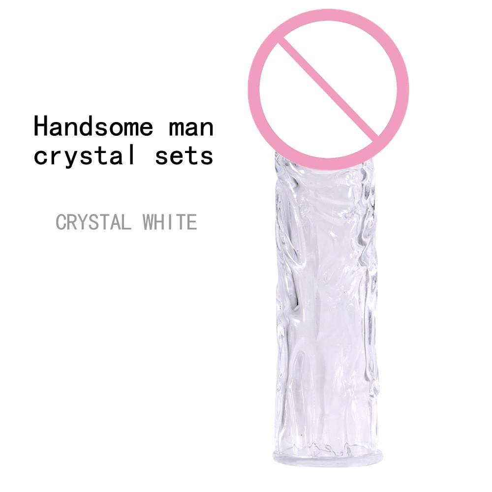 1PC Reusable Extension Condom Penis Sleeve Male Enlargement Time Delay Spike Clit Massager Cover Crystal Clear Condoms For Adult