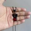 Dunkles Gotisches Temperament Schwarzer Schmetterling Rotes Glas Kristall Anhänger Halskette für Damen Halloween Mystische Hexe Schmuck Geschenk