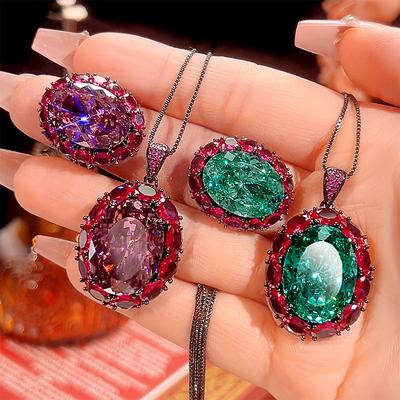 Jewelry Simulation Para Green Dry Rose Light Luxury Jewelry Set Main Stone 15 * 20