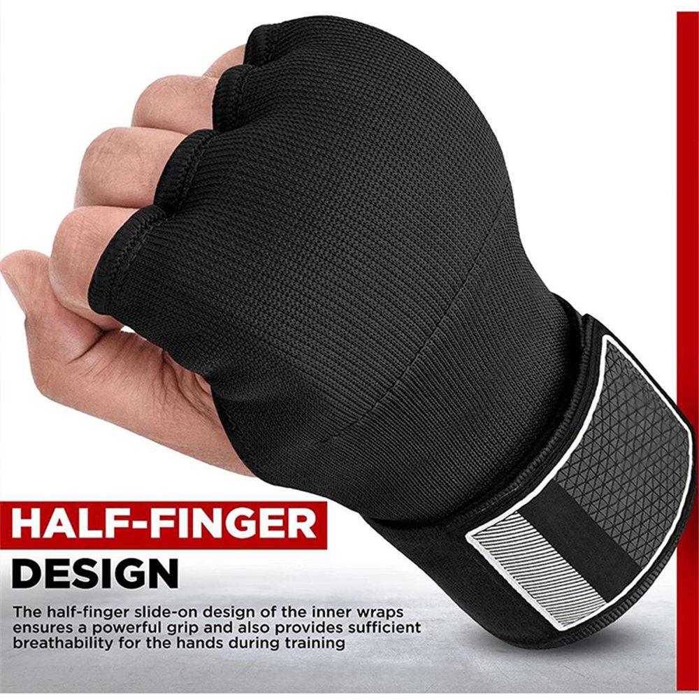 1 Paar Gel Bokshandschoenen Handwraps Verstelbare Halve Vinger Handschoenen Ondersteuning met Lange Polsband MMA Boksen Handbeschermingsuitrusting