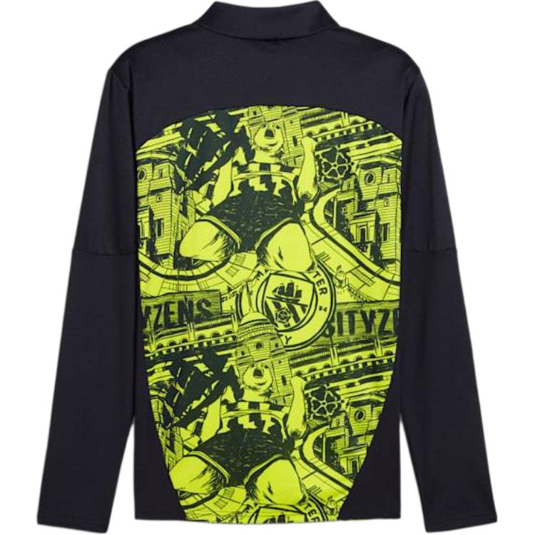 Puma Manchester City Football Club Series Ss24 Logo Pattern Long Sleeve Jersey Men jersey Yellow Blue 777579-14