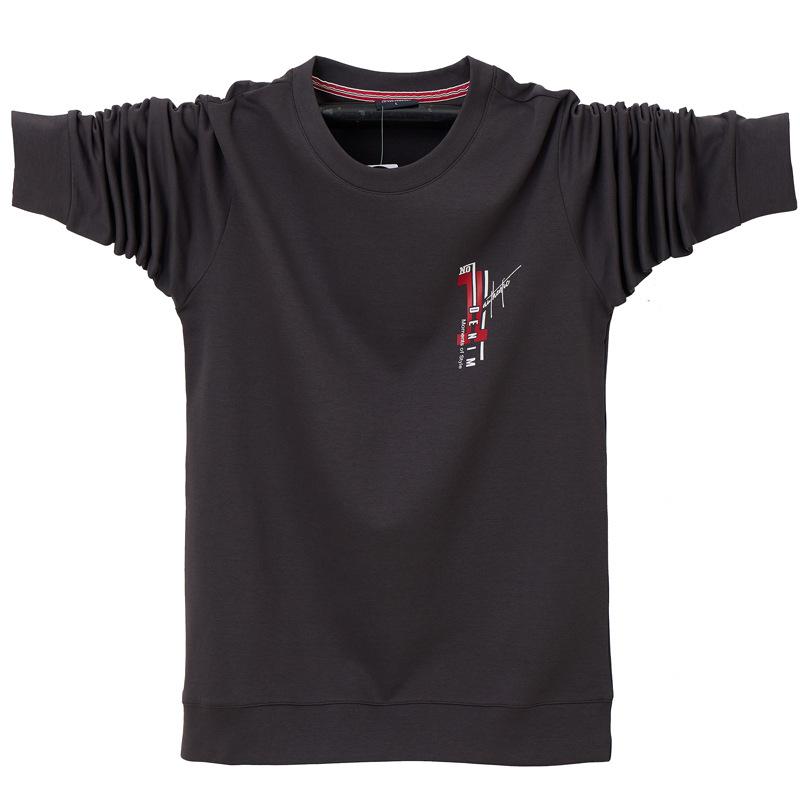 Korean Version of the New Loose Large Men's Warm Casual Sports Lapel Lightweight Soft Anti-wrinkle Breathable Cotton Long-sleeved T-shirt