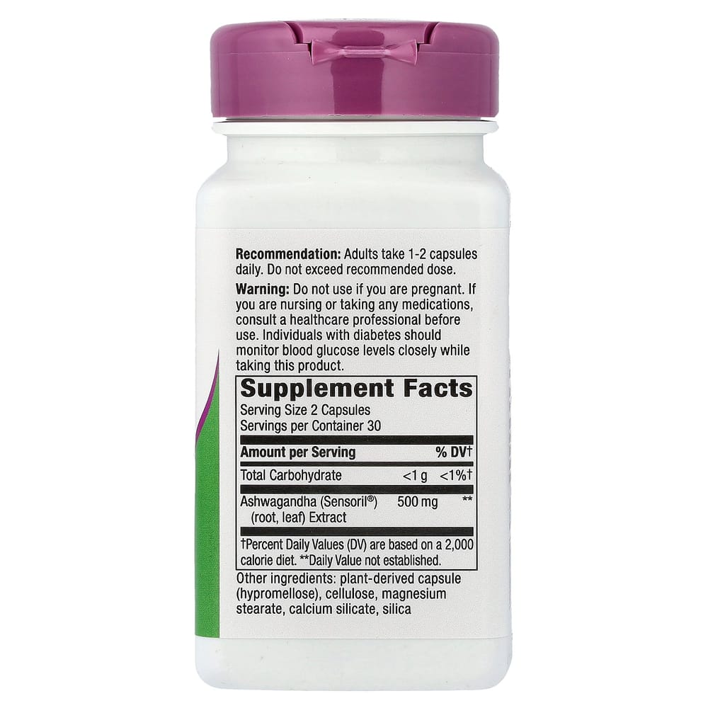 Nature's Way Ashwagandha 500mg Vegetarian Capsules, 60 Count