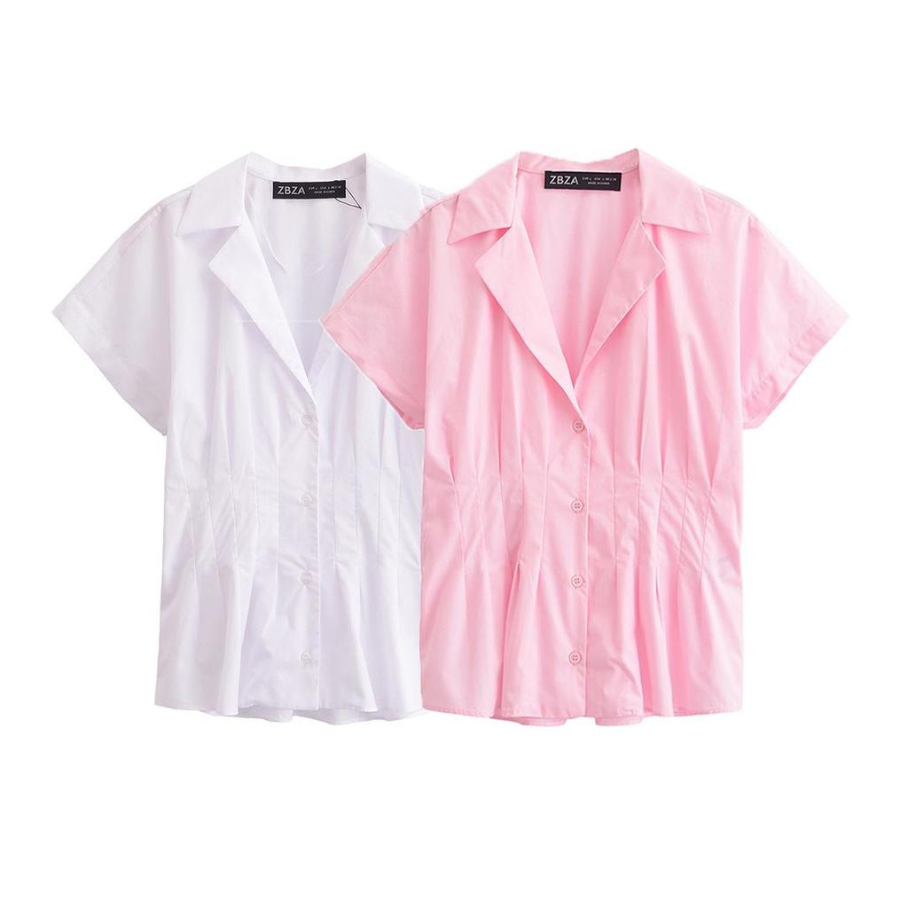 Spring 2025 Women's European & American Style Slim V-Neck Casual Shirt