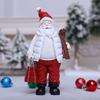Christmas Santa Claus Figurine Miniature Resin Santa Ornament with Gift Bag for Holiday Indoor Home Tabletop Decor